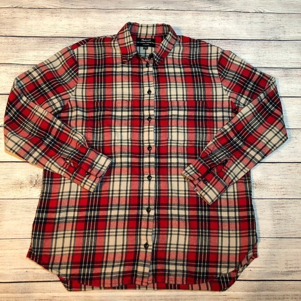 Madewell Oversized Plaid Flannel Shirt Size XXS